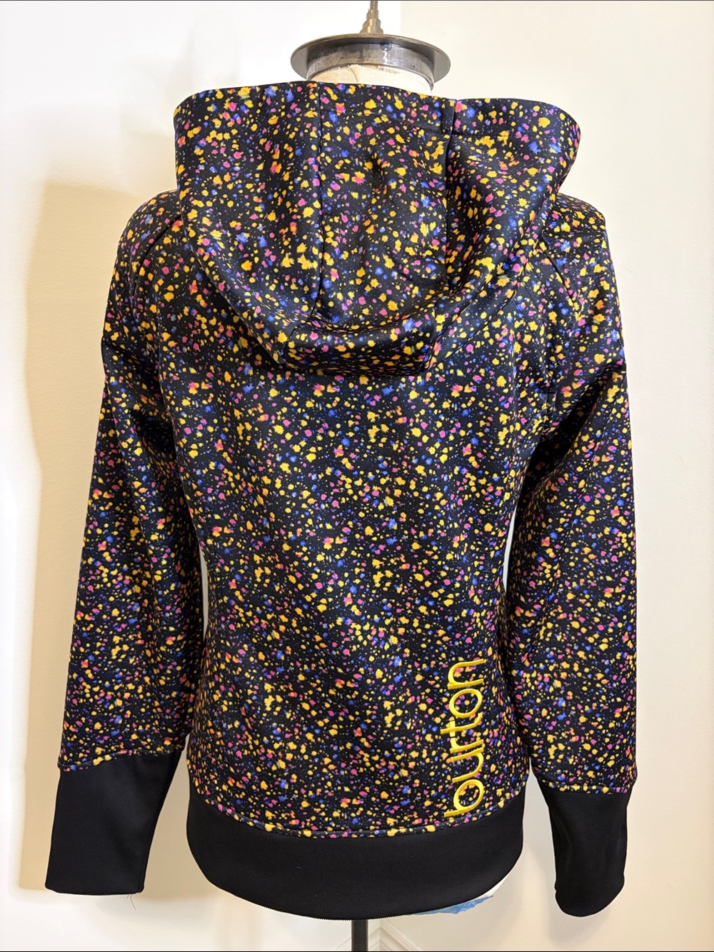 BURTON DryRide Paint Splatter Full Zip Hoodie Jacket Black Multi SIZE LARGE